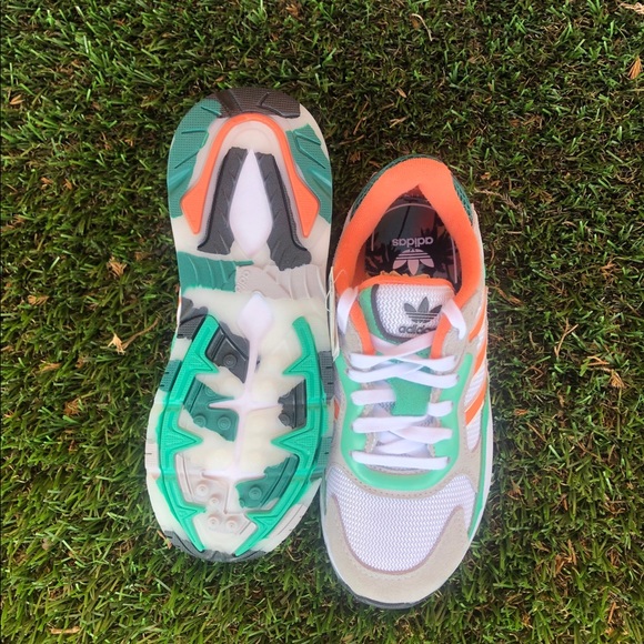 adidas Sunset Blaze/Green/Orange shoes size 2.5 - Picture 5 of 7